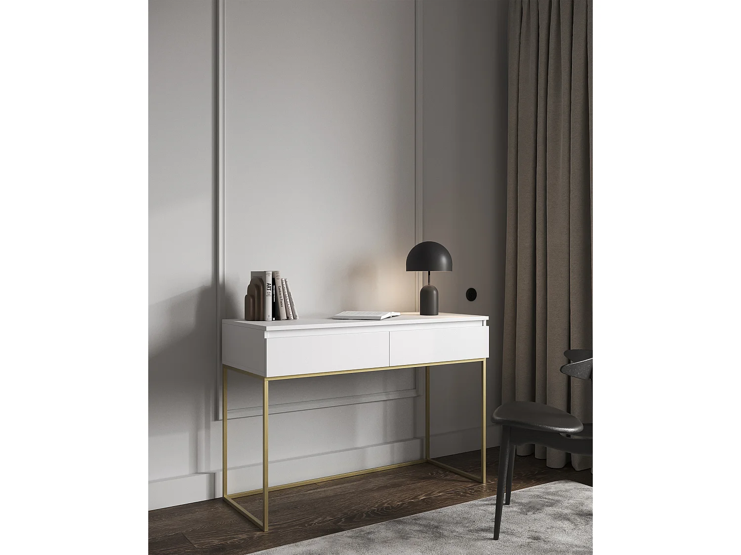 Toccatore Escritorio -bianco con estructura metálica dorate - 120 cm - BEMMI