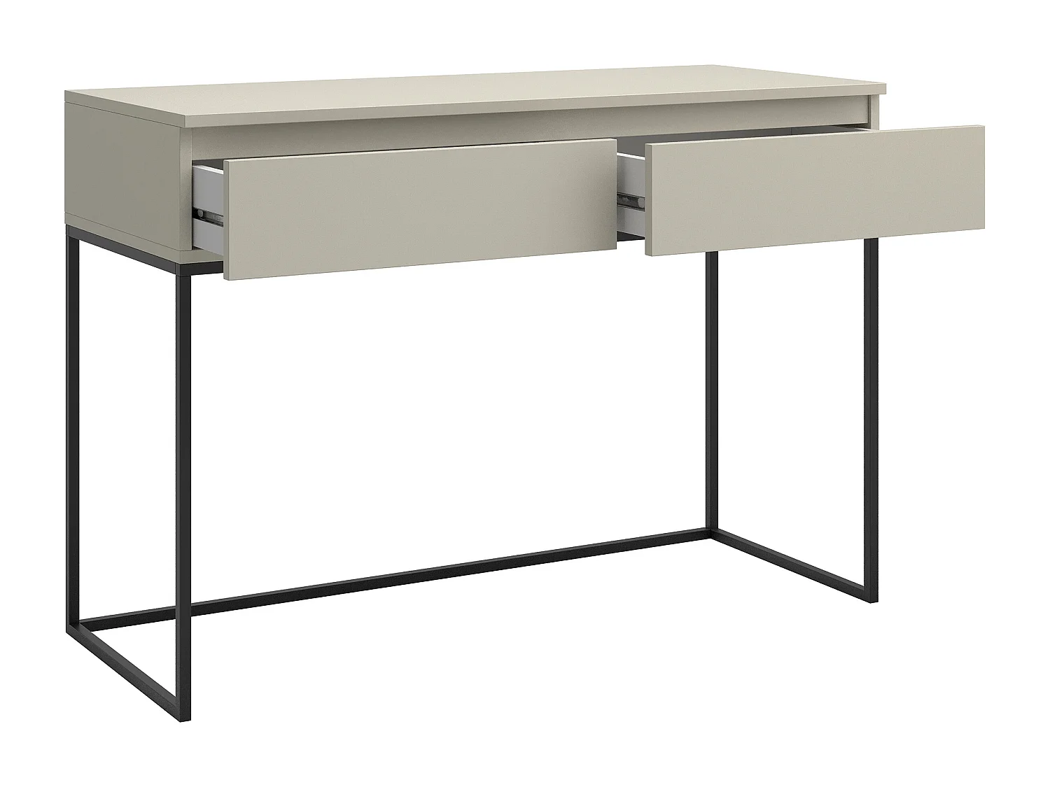 Schminktisch Schreibtisch - Graubeige mit schwarzem Metallgestell - 120 cm - BEMMI