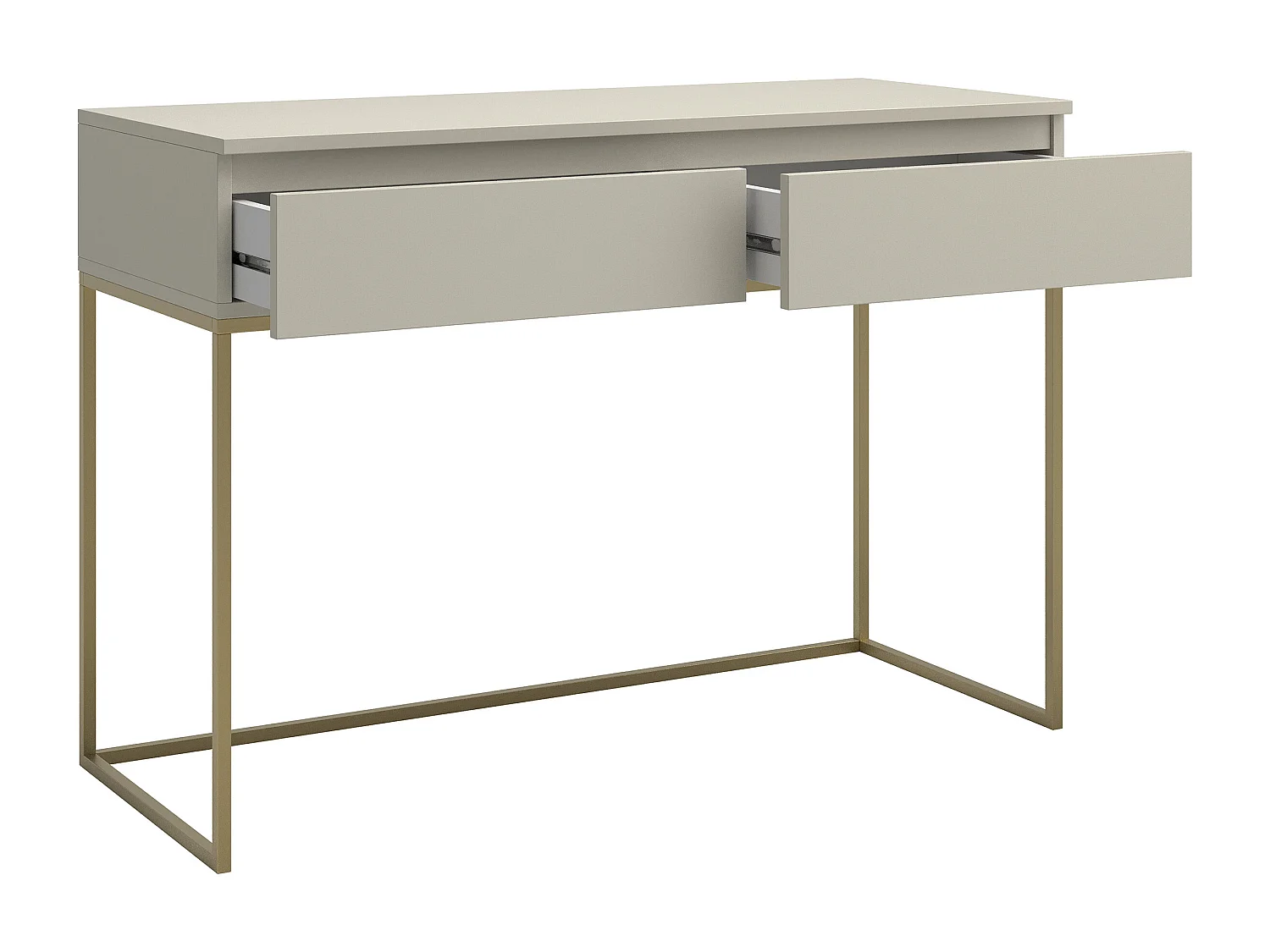 Schminktisch Schreibtisch - Graubeige mit goldenem Metallgestell - 120 cm - BEMMI