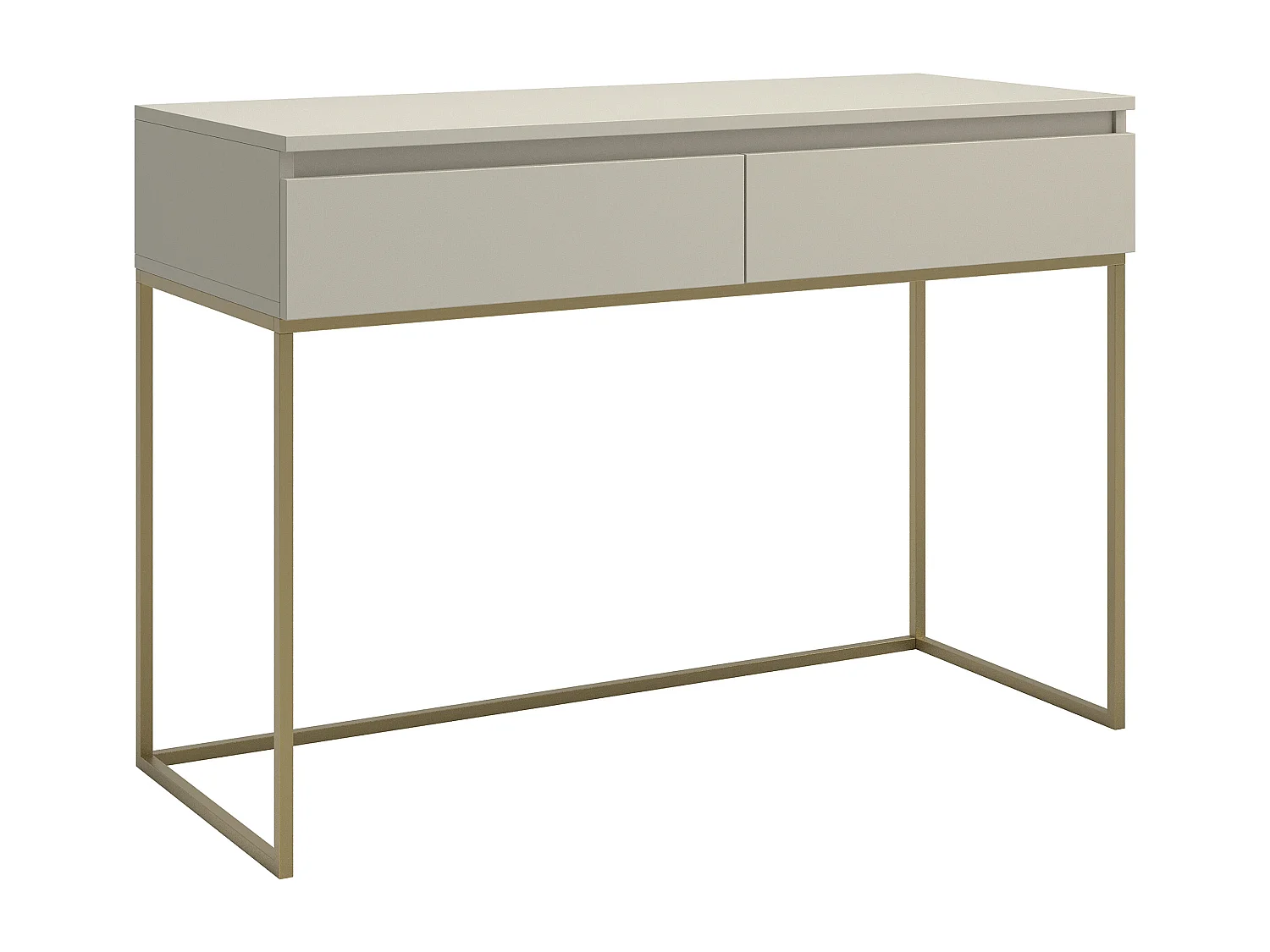 Schminktisch Schreibtisch - Graubeige mit goldenem Metallgestell - 120 cm - BEMMI
