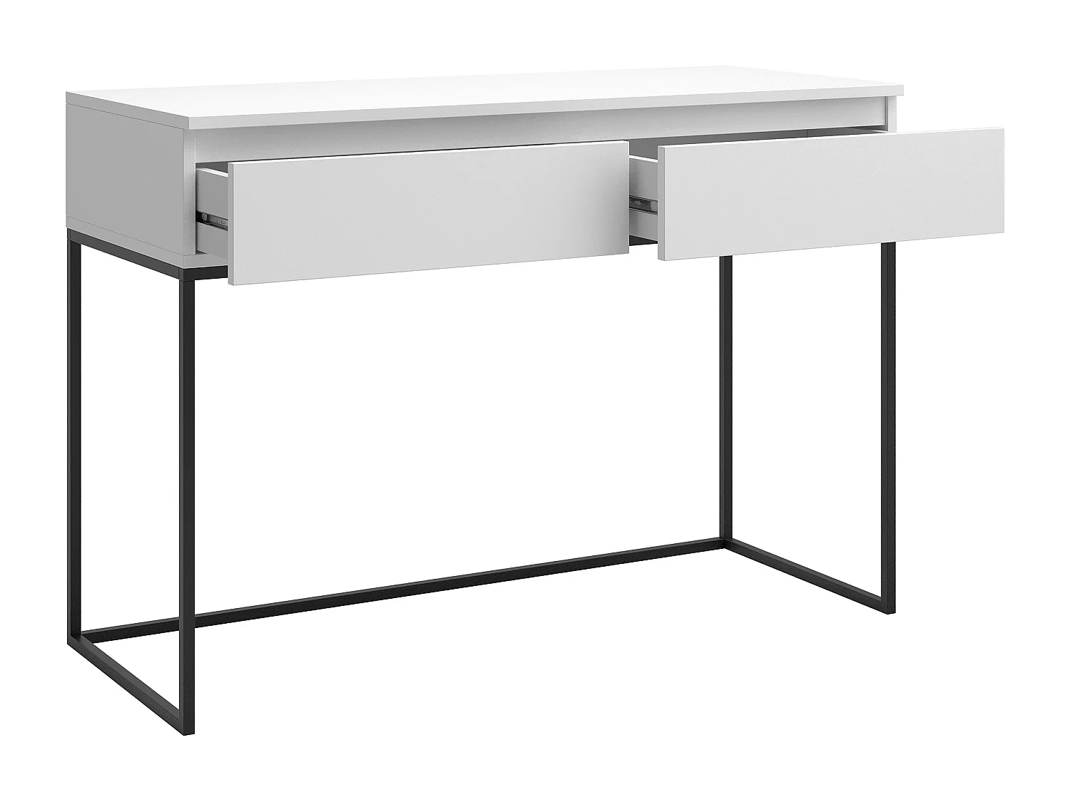 Coiffeuse avec tiroirs - blanc - avec pieds noirs - BEMMI