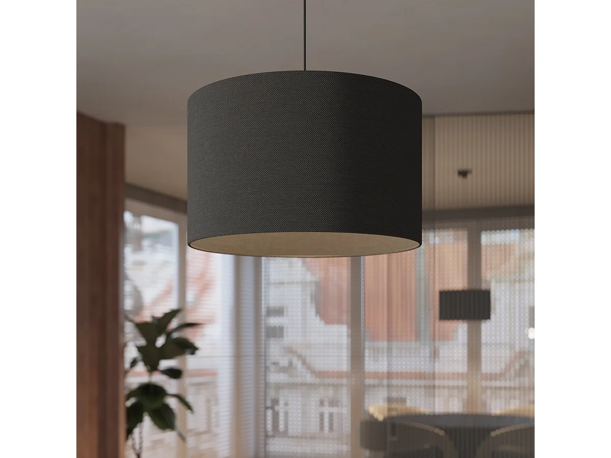 Lampade A Sospensione Nova Minimalista Di Tessuto/Pvc - 1 Sorgenti Luminose - L.30 X A.88 Cm - Nero