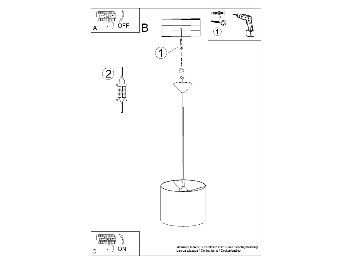 Hanglamp NOVA minimalistisch van  - 1 lichtbronnen - L.30 x H.88 cm - zwart