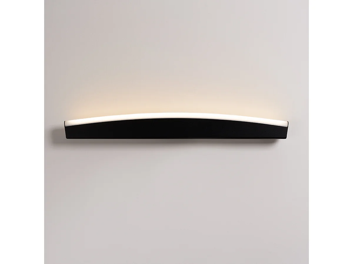 Candeeiros De Parede Jorun Moderno, Aço/Alumínio/Pvc - 1 Lichtbronnen - L.60 X H.7 Cm - Preto