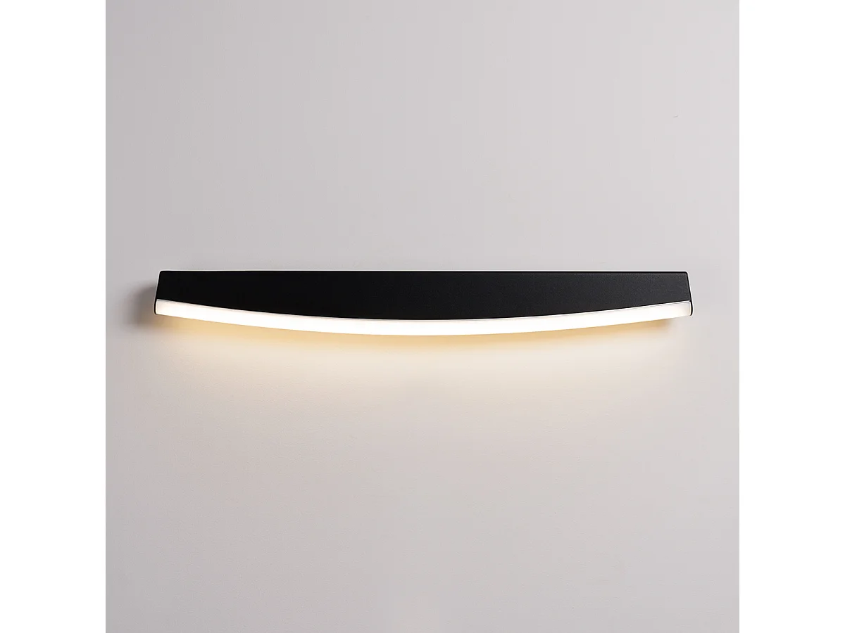 Candeeiros De Parede Jorun Moderno, Aço/Alumínio/Pvc - 1 Lichtbronnen - L.60 X H.7 Cm - Preto