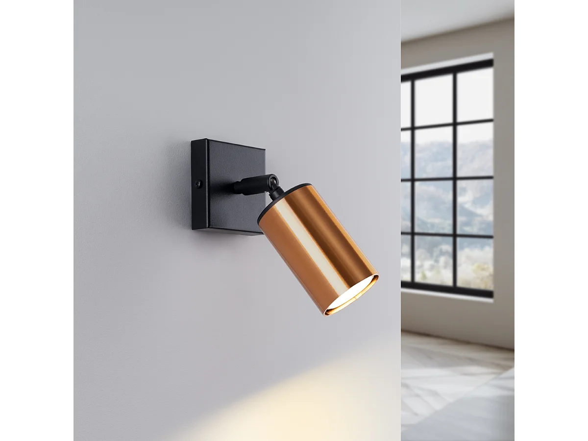 Wandlampen Winx Modern Aus  Stahl - 1 Lichtquellen - L.8 X H. Cm - Schwarz/Kupfer