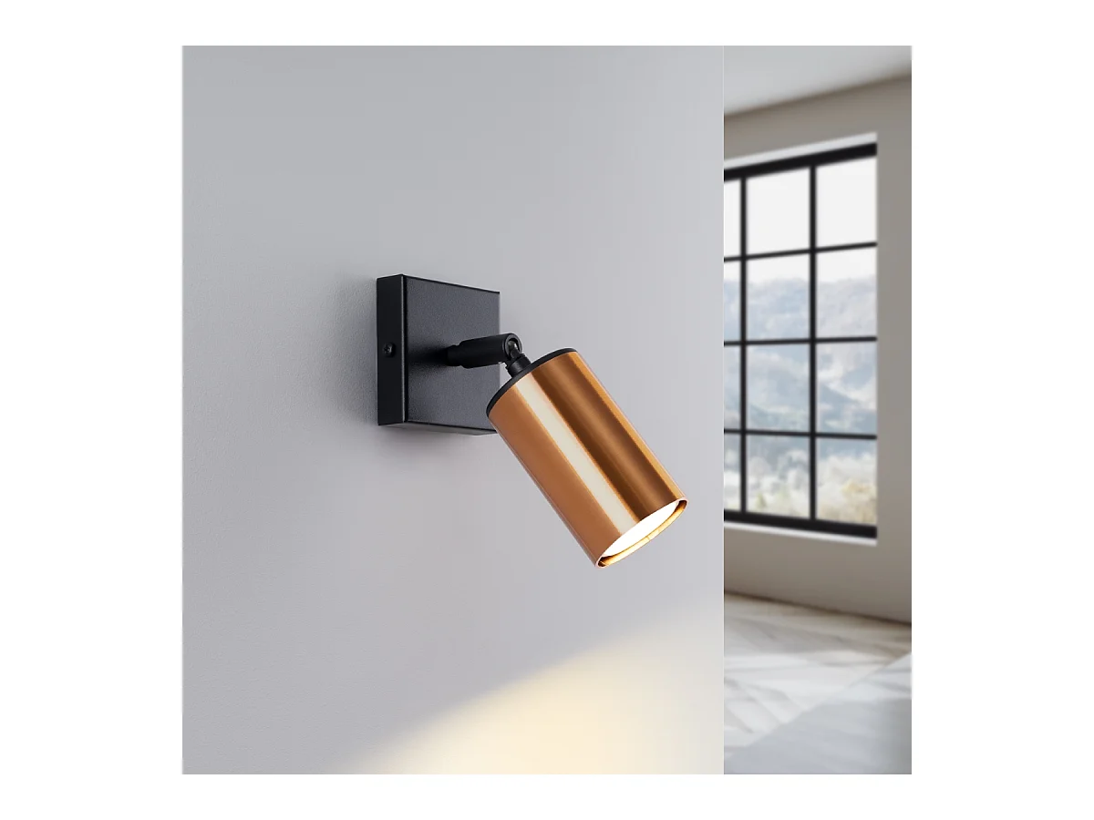 Wandlampen Winx Modern Aus  Stahl - 1 Lichtquellen - L.8 X H. Cm - Schwarz/Kupfer