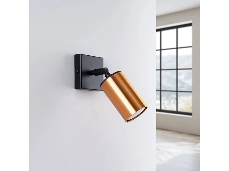 Appliques Winx Moderne En Acier - 1 Sources Lumineuses - L.8 X H.18,5 Cm - Noir/Cuivre