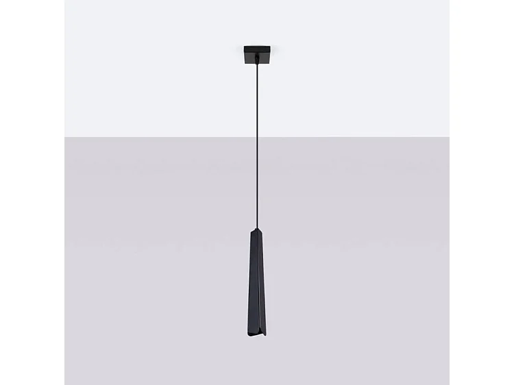 Lampes Suspendues Prysm Scandinave En Acier - 1 Sources Lumineuses - L.8 X H.120 Cm - Noir