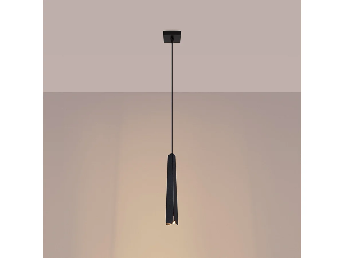 Lampe Suspendues Prysm Scandinave En Acier - 1 Sources Lumineuses - L.8 X H.120 Cm - Noir