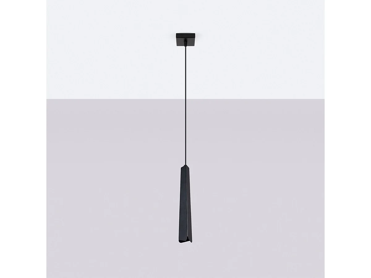 Lampe Suspendues Prysm Scandinave En Acier - 1 Sources Lumineuses - L.8 X H.120 Cm - Noir