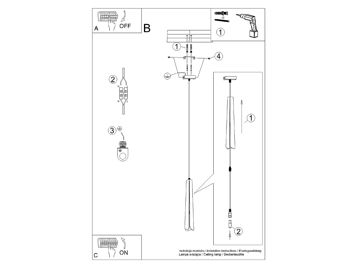 Lampe Suspendues Prysm Scandinave En Acier - 1 Sources Lumineuses - L.8 X H.120 Cm - Noir