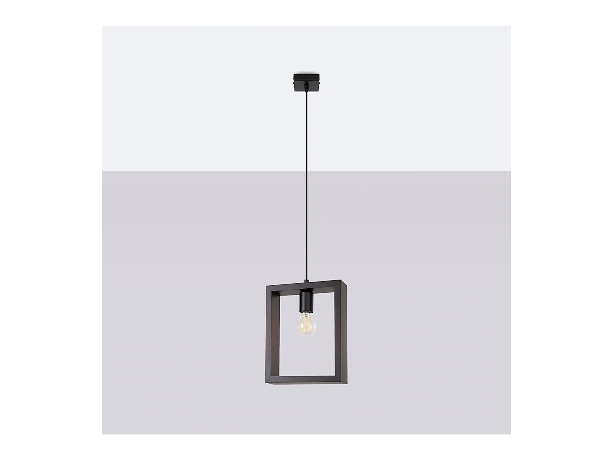 Pendelleuchten Aries Skandinavisch Aus  Stahl/Holz - 1 Lichtquellen - L.24 X H. Cm - Wenge