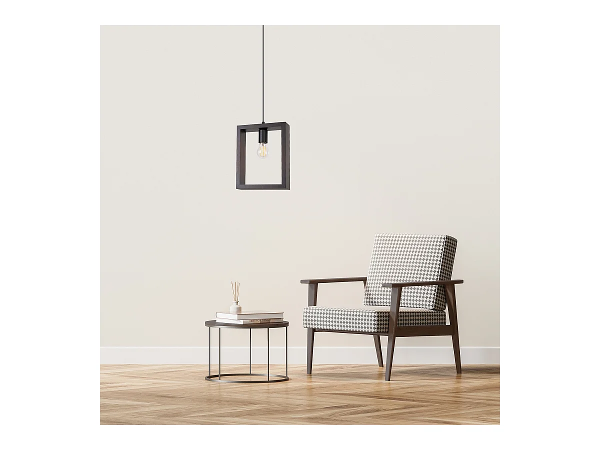 Pendelleuchten Aries Skandinavisch Aus  Stahl/Holz - 1 Lichtquellen - L.24 X H. Cm - Wenge