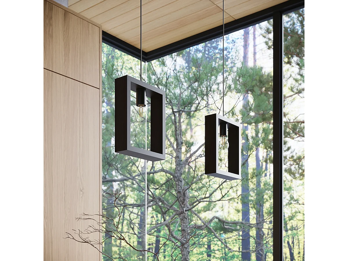 Pendelleuchten Aries Skandinavisch Aus  Stahl/Holz - 1 Lichtquellen - L.24 X H. Cm - Wenge