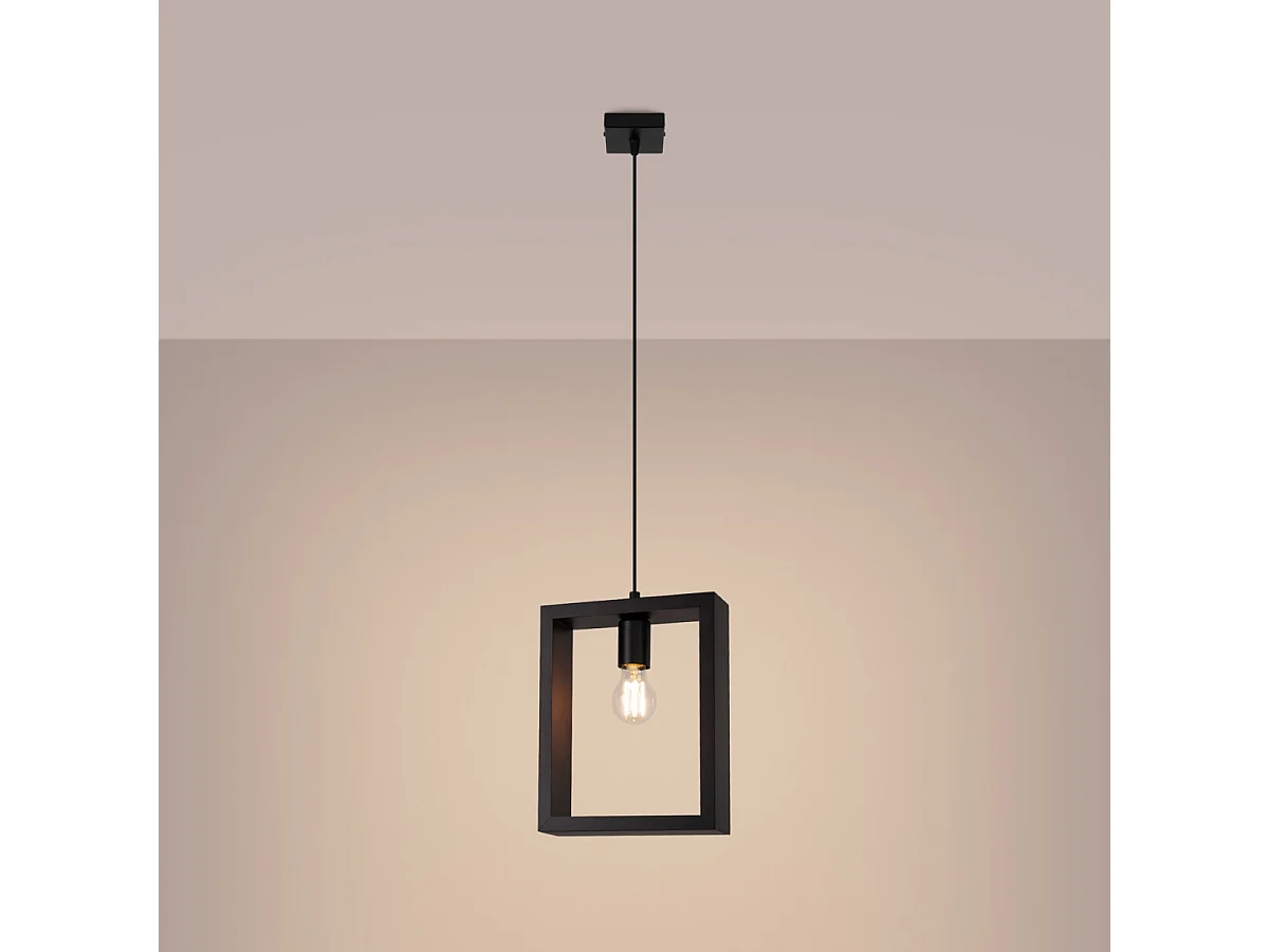 Lampe Suspendues Aries Scandinave En Acier/Bois - 1 Sources Lumineuses - L.24 X H.133 Cm - Wengé