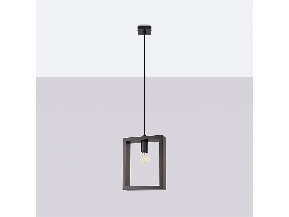 Lampe Suspendues Aries Scandinave En Acier/Bois - 1 Sources Lumineuses - L.24 X H.133 Cm - Wengé