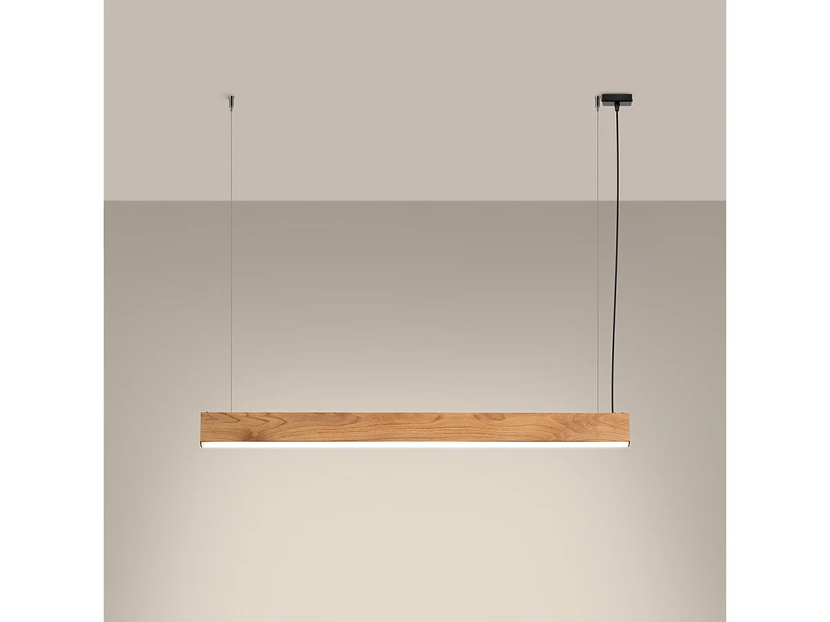 Lampes Suspendues Lykke Moderne En Bois - 1 Sources Lumineuses - L.120 X H.150 Cm - Chêne