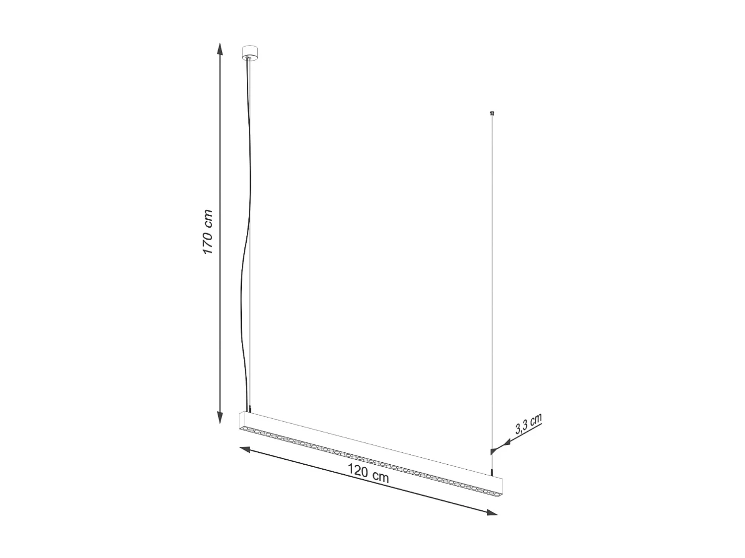 Lampes Suspendues Soren Moderne En Aluminium - 1 Sources Lumineuses - L.120 X H.170 Cm - Noir