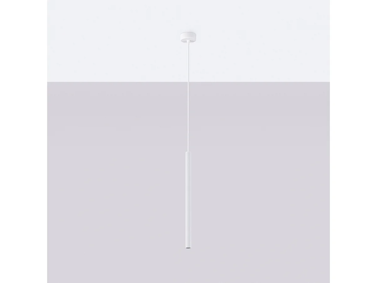 Pendentif Arche Moderne En Acier - 1 Sources Lumineuses - L.8 X H.120 Cm - Blanc