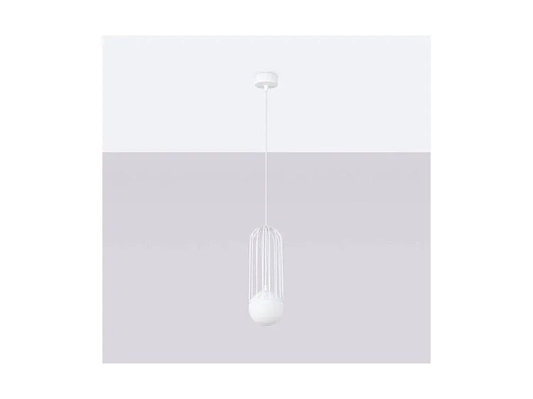 Lampes Suspendues Brina Moderne En Acier - 1 Sources Lumineuses - L.12 X H.115 Cm - Blanc