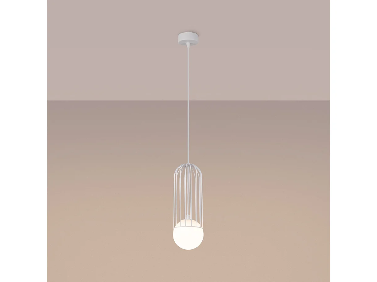 Hanglamp BRINA modern van  - 1 lichtbronnen - L.12 x H.115 cm - wit