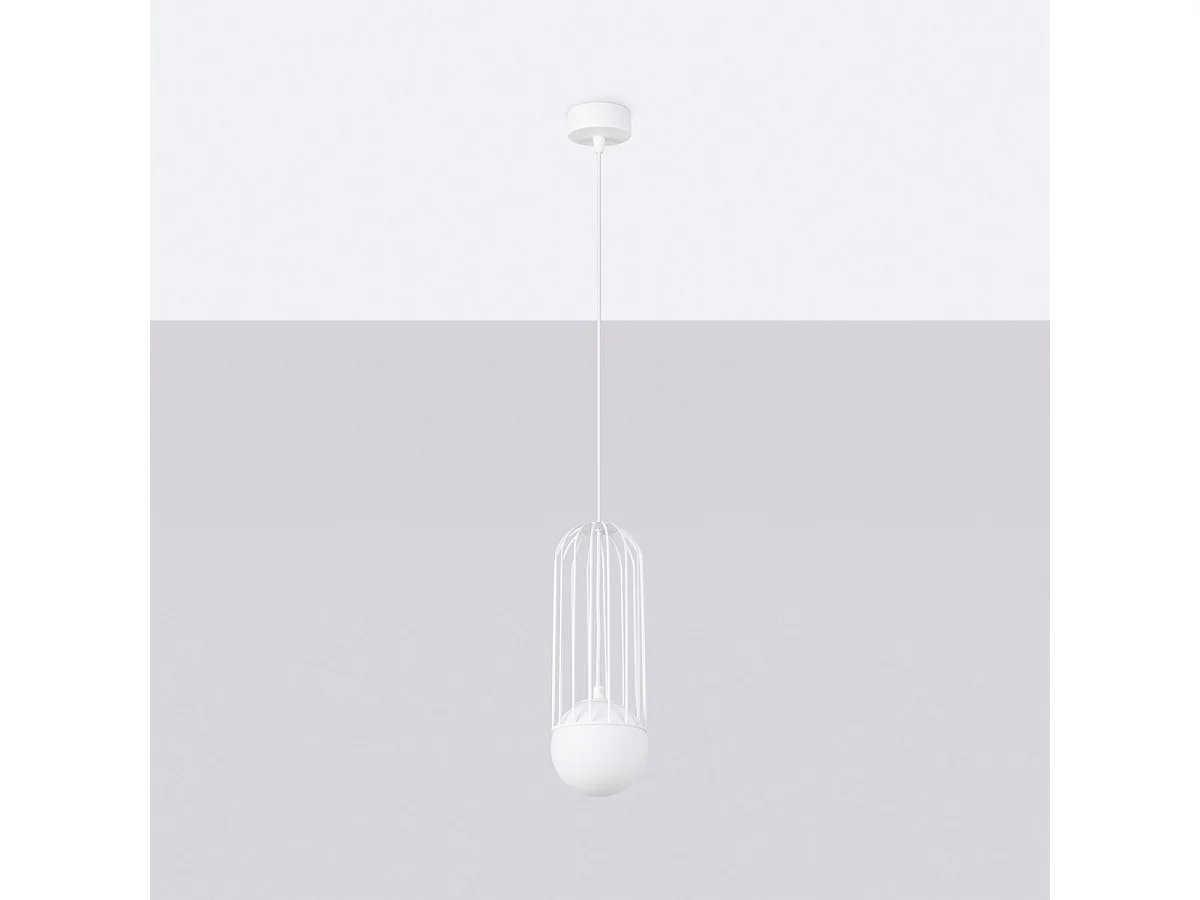 Hanglamp BRINA modern van  - 1 lichtbronnen - L.12 x H.115 cm - wit