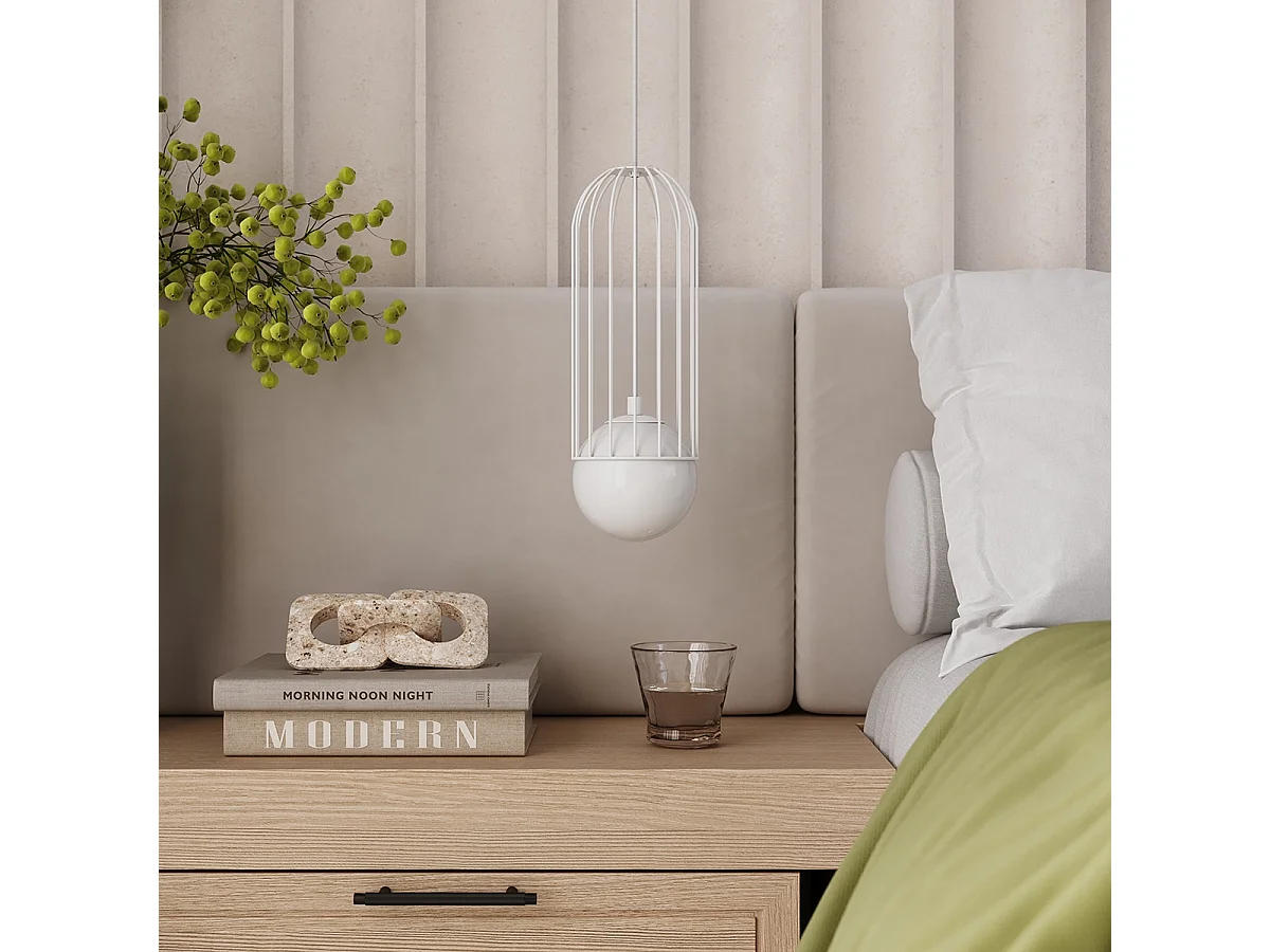 Hanglamp BRINA modern van  - 1 lichtbronnen - L.12 x H.115 cm - wit