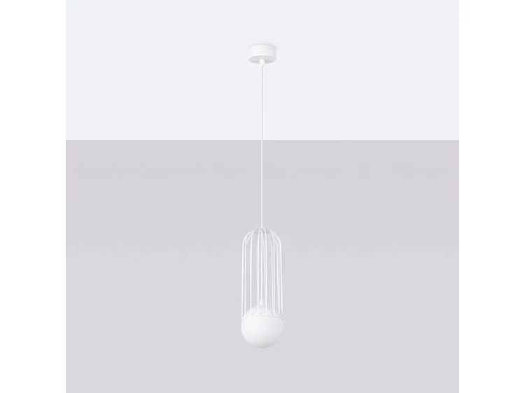 Lampes Suspendues Brina Moderne En Acier - 1 Sources Lumineuses - L.12 X H.115 Cm - Blanc