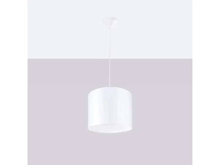 Lampade A Sospensione Nova Minimalista Di Tessuto/Pvc - 1 Sorgenti Luminose - L.30 X A.88 Cm - Bianco
