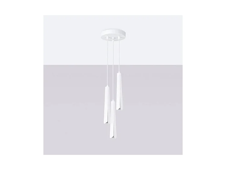 Lampes Suspendues Prysm Scandinave En Acier - 3 Sources Lumineuses - L.19,5 X H.120 Cm - Blanc