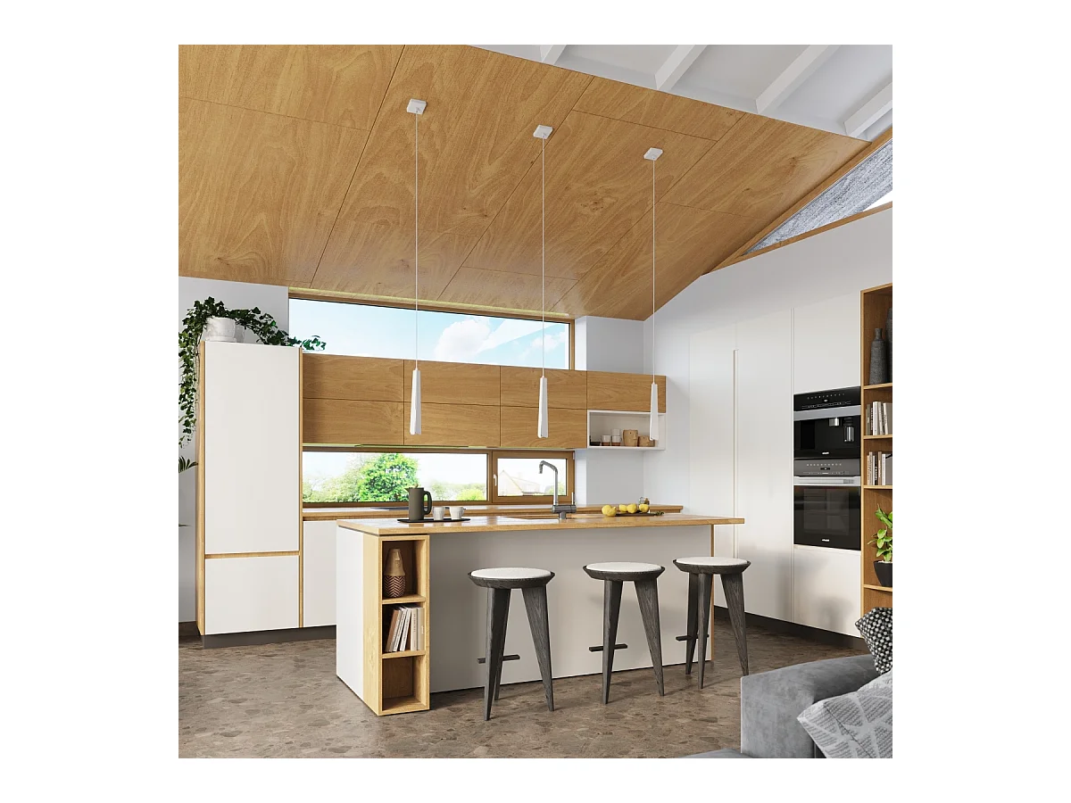 Pendelleuchten Prysm Skandinavisch Aus  Stahl - 1 Lichtquellen - L.8 X H. Cm - Weiß