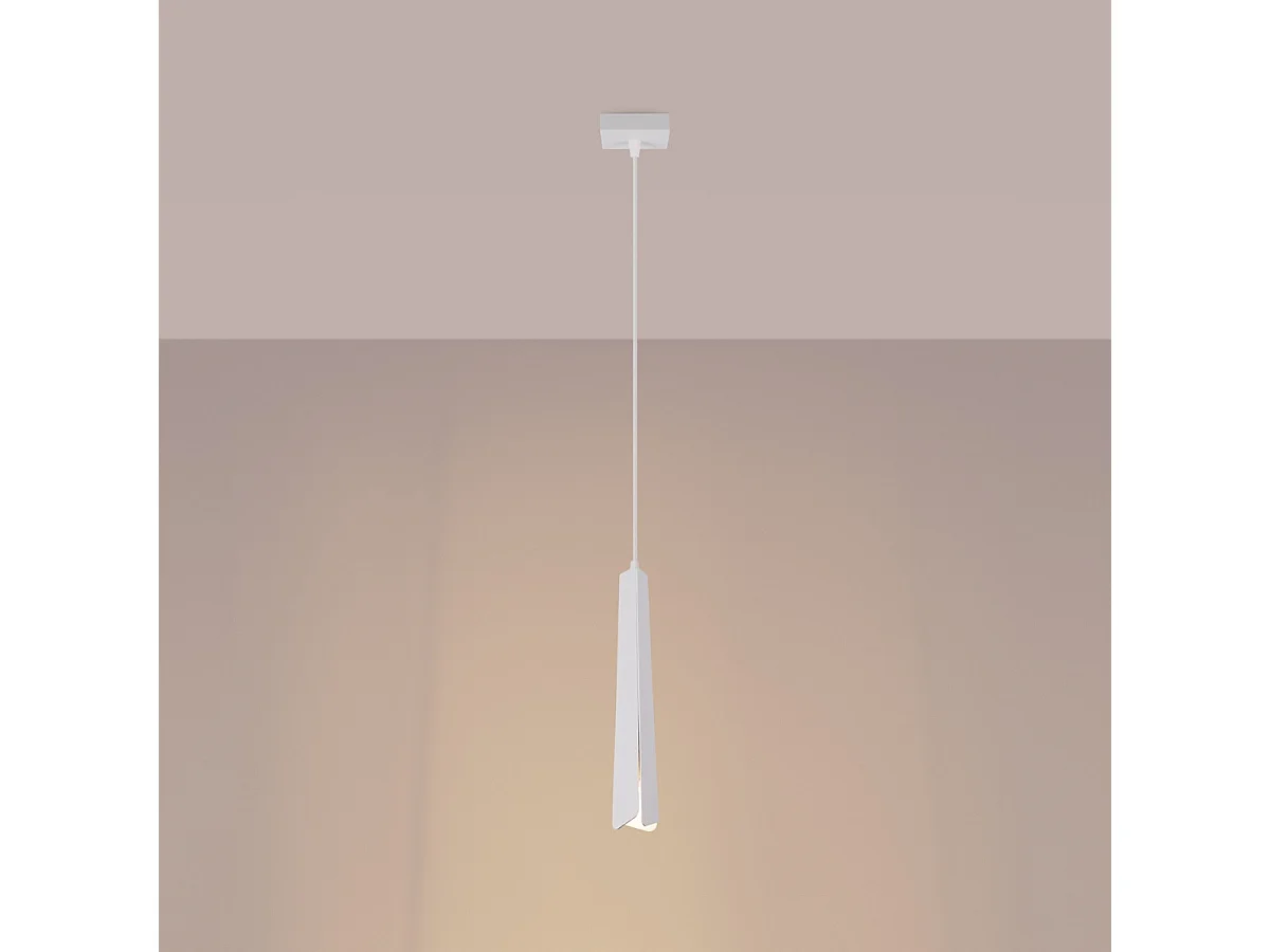 Lámpara colgantes PRYSM escandinavo de acero - 1 fuentes luminosas - L.8 x A.120 cm - blanco