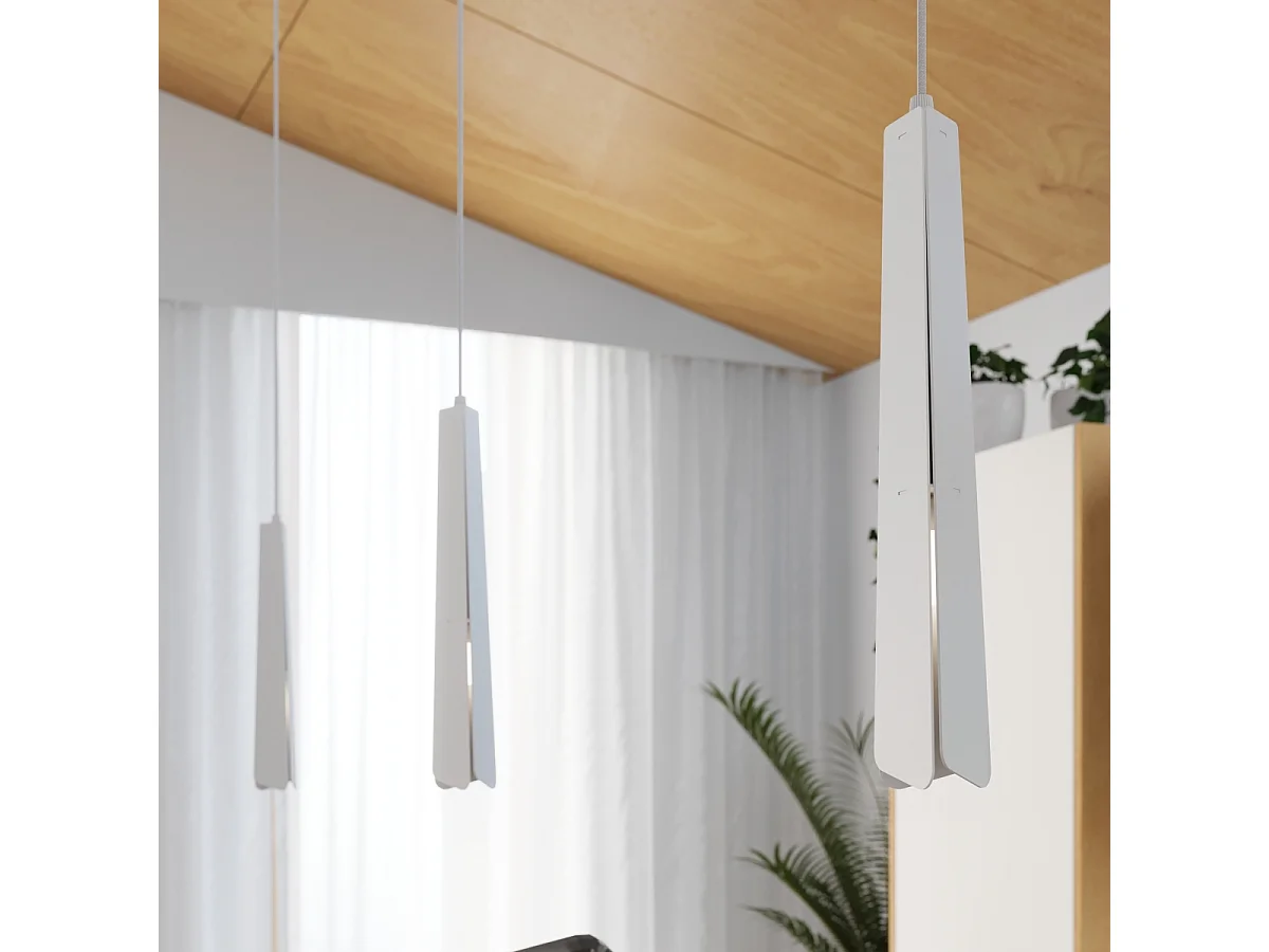 Lámpara colgantes PRYSM escandinavo de acero - 1 fuentes luminosas - L.8 x A.120 cm - blanco