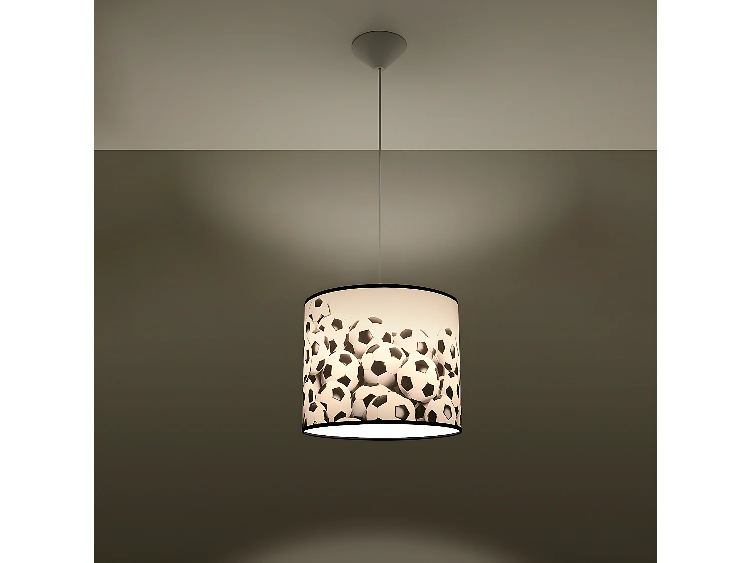 Lampes Suspendues Piłka Moderne En Pvc - 1 Sources Lumineuses - L.30 X H.82 Cm - Blanc Noir