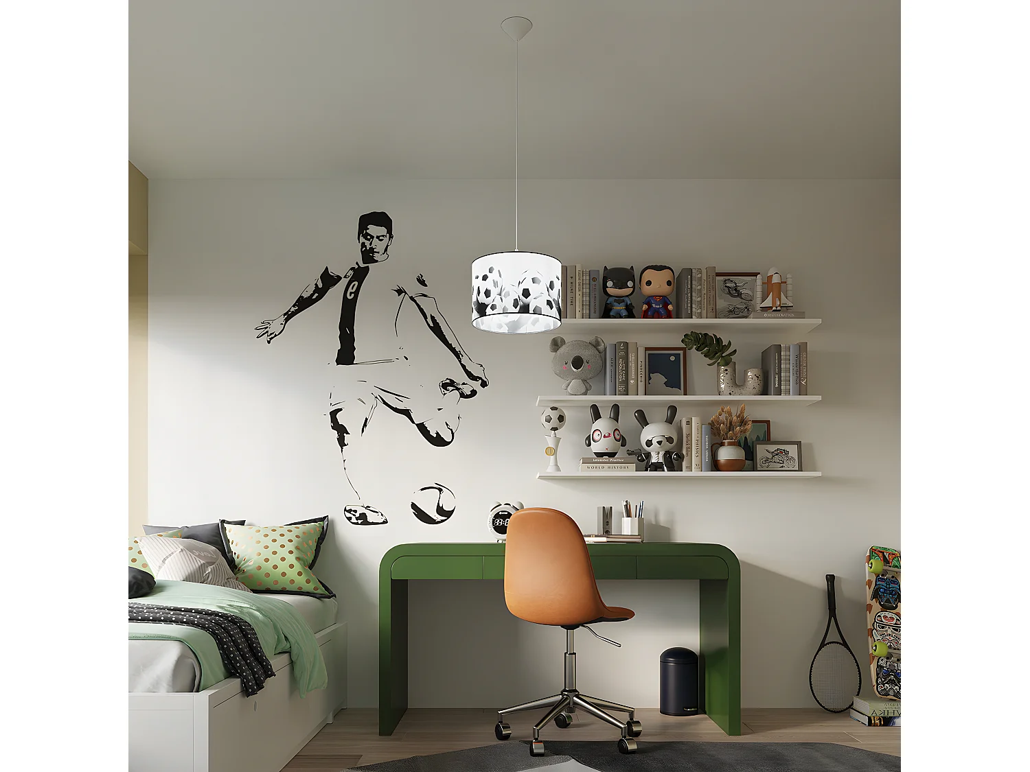 Lampes Suspendues Piłka Moderne En Pvc - 1 Sources Lumineuses - L.30 X H.82 Cm - Blanc Noir