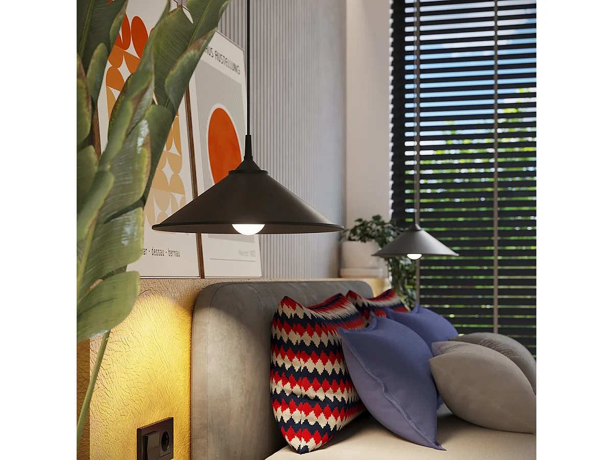 Hanglampen Zuma Scandinavisch Van  - 1 Lichtbronnen - L.30 X H.76 Cm - Zwart