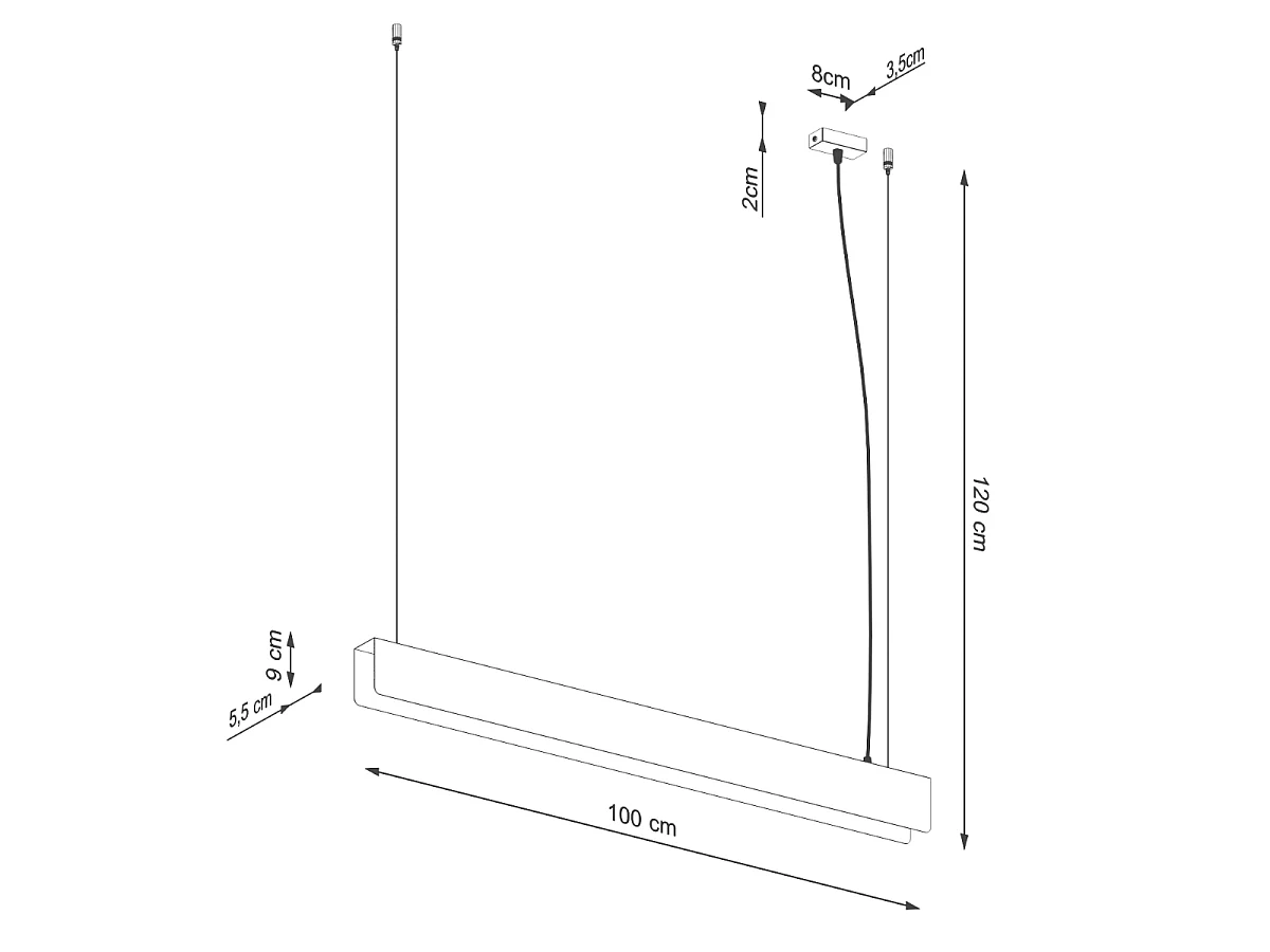Lampe Suspendues Spark Moderne En Acier - 1 Sources Lumineuses - L.100 X H.120 Cm - Noir