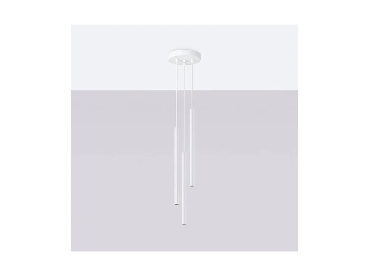 Pendentif Arche Moderne En Acier - 3 Sources Lumineuses - L.20 X H.120 Cm - Blanc