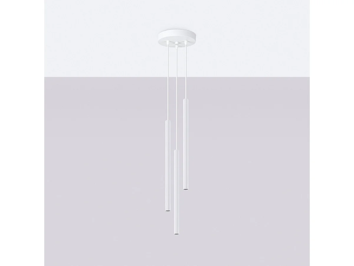 Pendentif Arche Moderne En Acier - 3 Sources Lumineuses - L.20 X H.120 Cm - Blanc