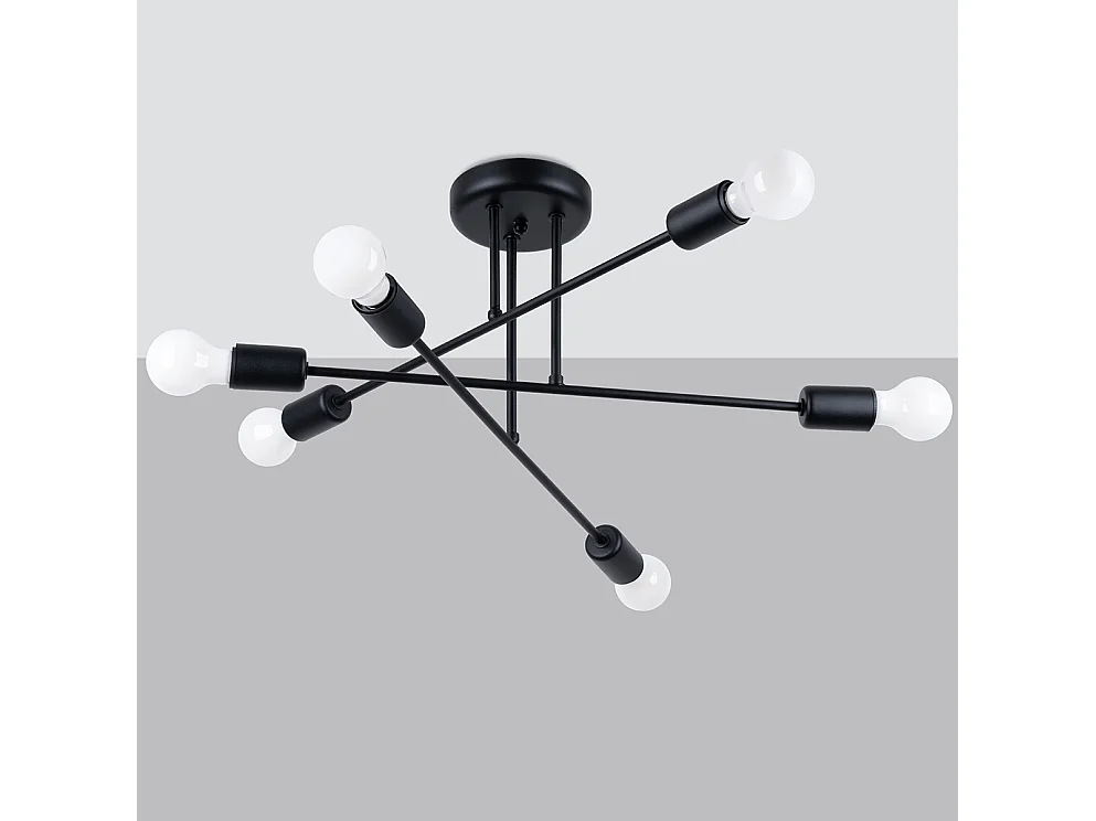 Kroonluchters Norah Modern Van  - 6 Lichtbronnen - L.65 X H.29 Cm - Zwart