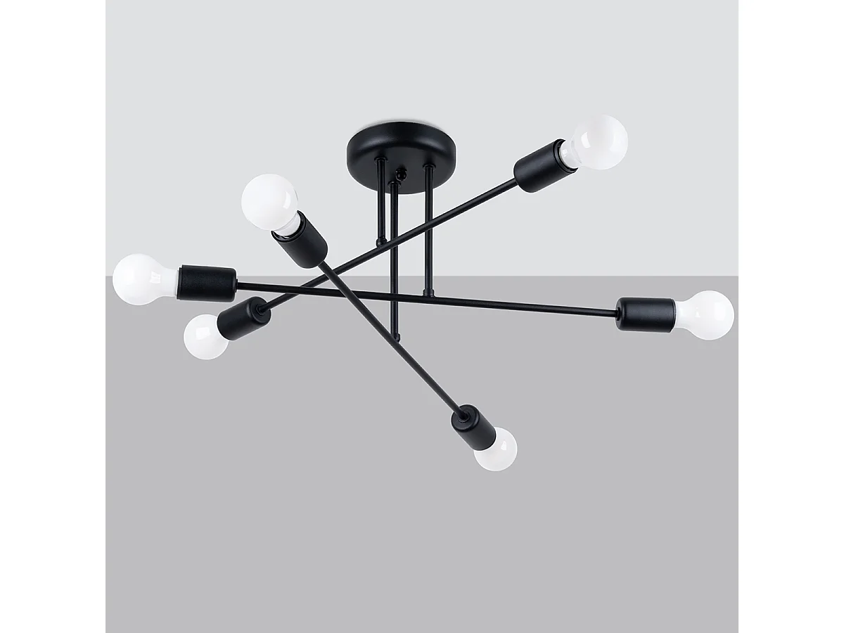 Kroonluchters Norah Modern Van  - 6 Lichtbronnen - L.65 X H.29 Cm - Zwart