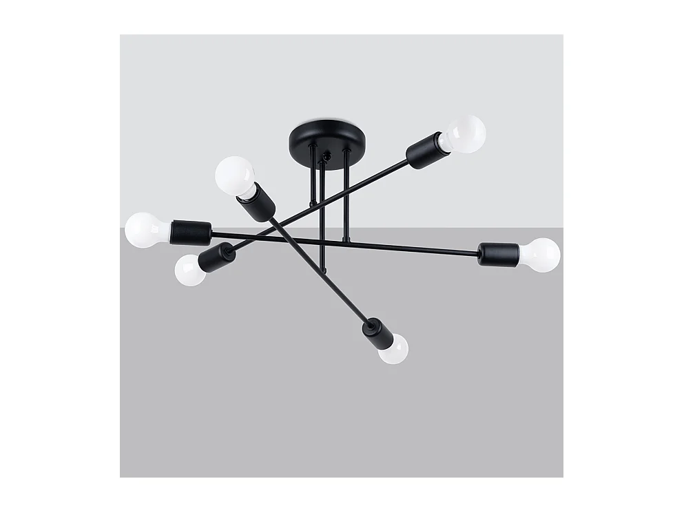 Lustres Norah Moderne En Acier - 6 Sources Lumineuses - L.65 X H.29 Cm - Noir