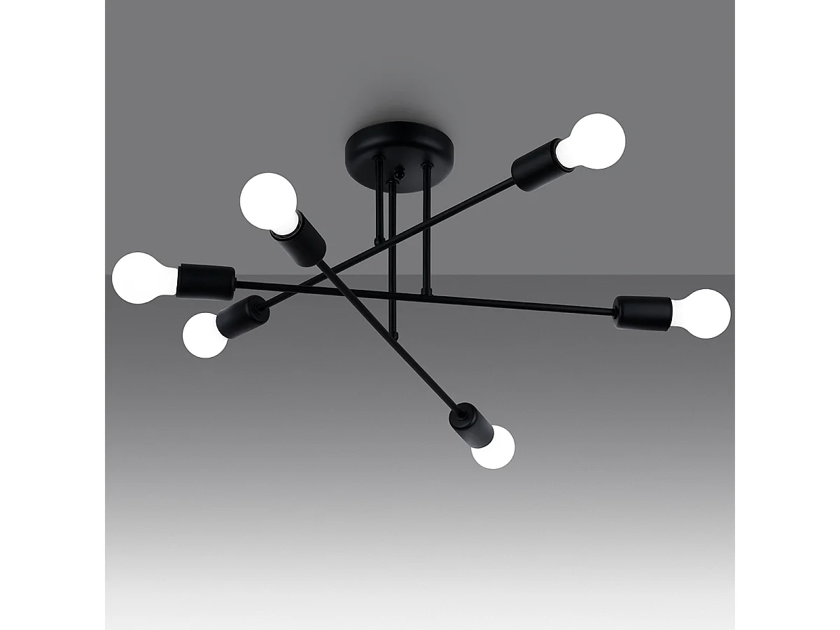 Kronleuchter Norah Modern Aus  Stahl - 6 Lichtquellen - L.65 X H. Cm - Schwarz