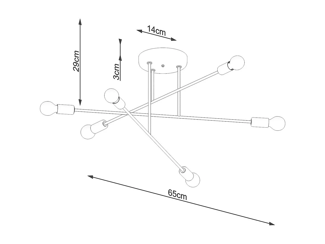 Kronleuchter Norah Modern Aus  Stahl - 6 Lichtquellen - L.65 X H. Cm - Schwarz