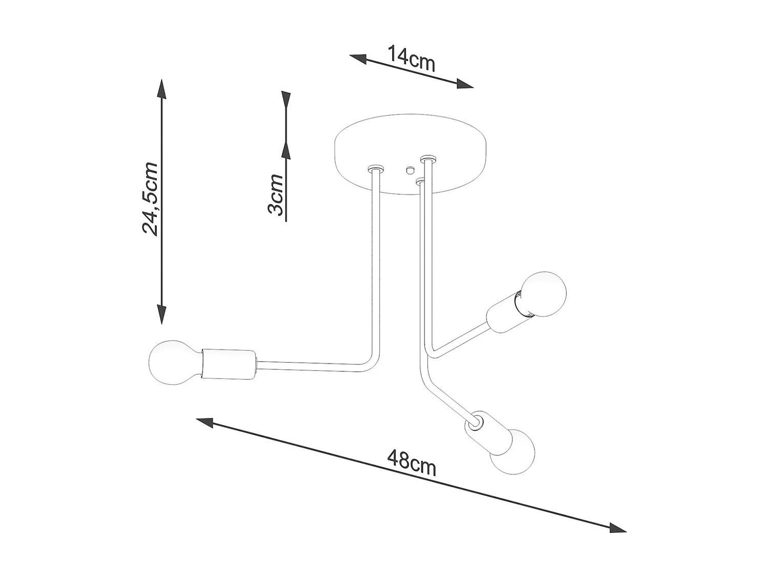 Lustres Norah Moderne En Acier - 3 Sources Lumineuses - L.48 X H.24,5 Cm - Noir
