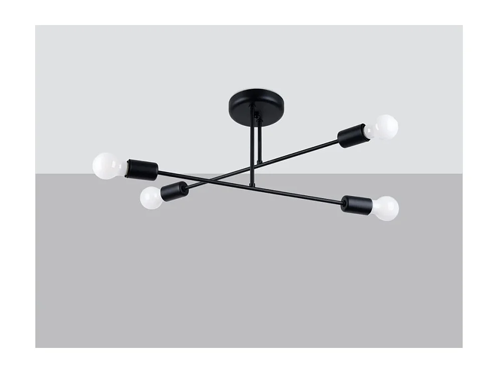 Kroonluchters Norah Modern Van  - 4 Lichtbronnen - L.60 X H.27 Cm - Zwart