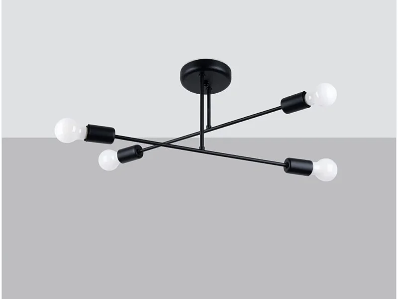 Lustres Norah Moderne En Acier - 4 Sources Lumineuses - L.60 X H.27 Cm - Noir