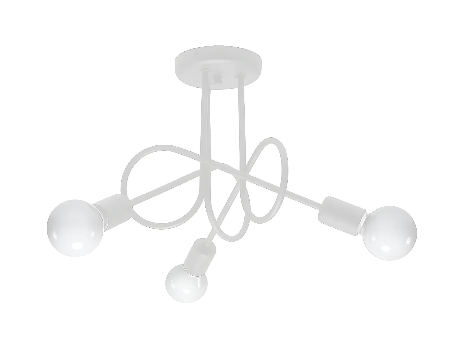Plafonniers Supeł Industriel En Acier - 3 Sources Lumineuses - L.45 X H.35 Cm - Blanc