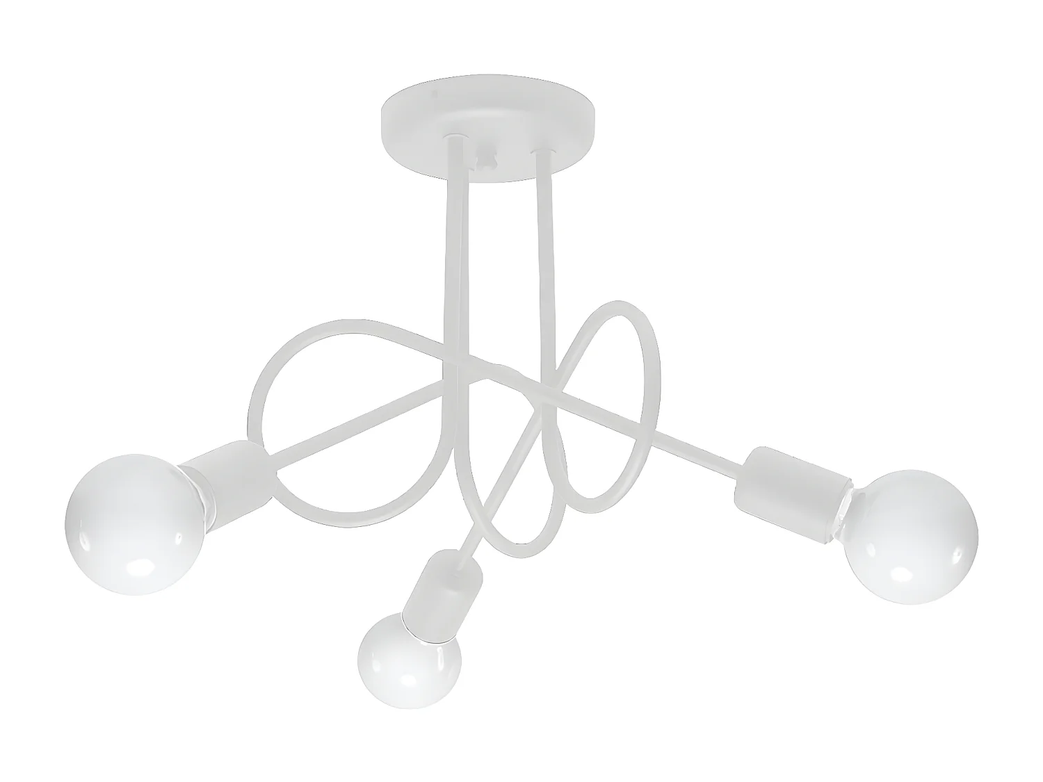 Plafonniers Supeł Industriel En Acier - 3 Sources Lumineuses - L.45 X H.35 Cm - Blanc